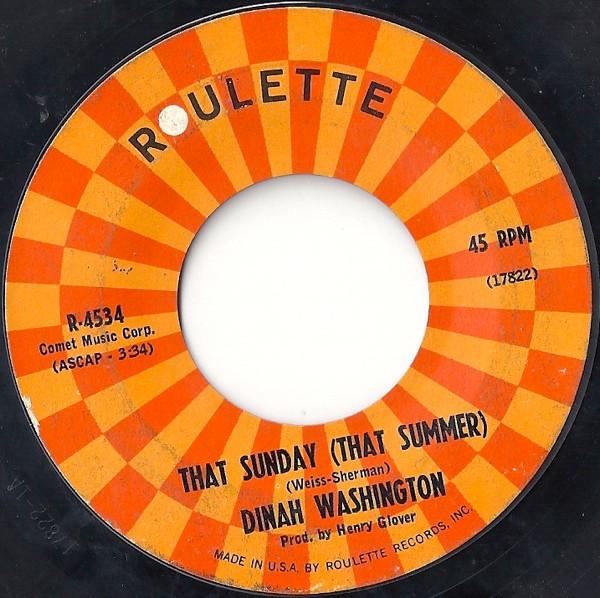Dinah Washington - That Sunday (That Summer) / A Stranger On Earth