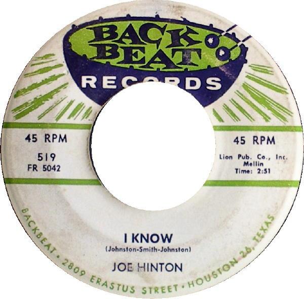 Joe Hinton (2) - I Know / Ladder Of Prayer