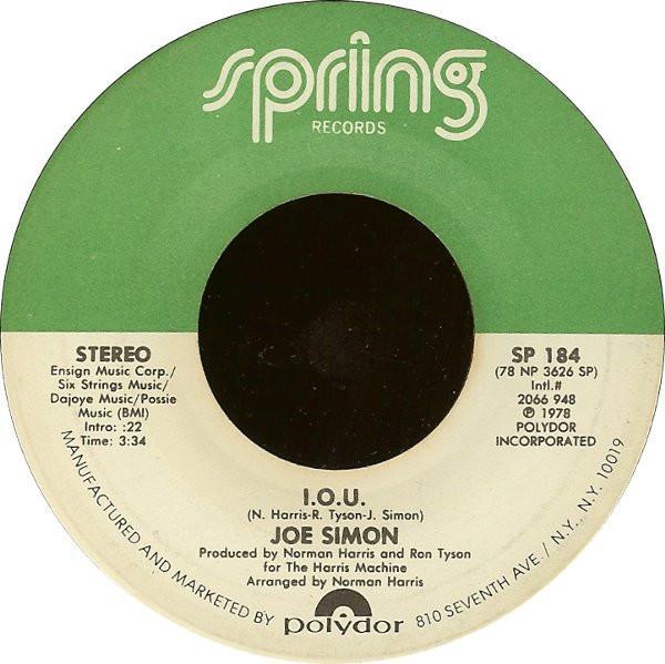 Joe Simon - I.O.U. / It Must Be Love