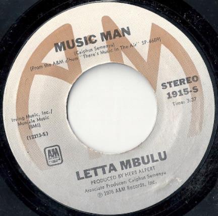 Letta Mbulu - Music Man / Rainy Day Music