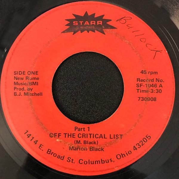 Marion Black - Off The Critical List