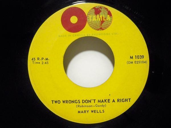 Mary Wells - Laughing Boy / Two Wrongs Don't Make A Right