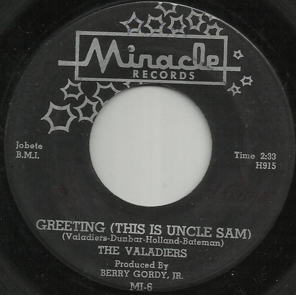 The Valadiers - Greeting (This Is Uncle Sam)