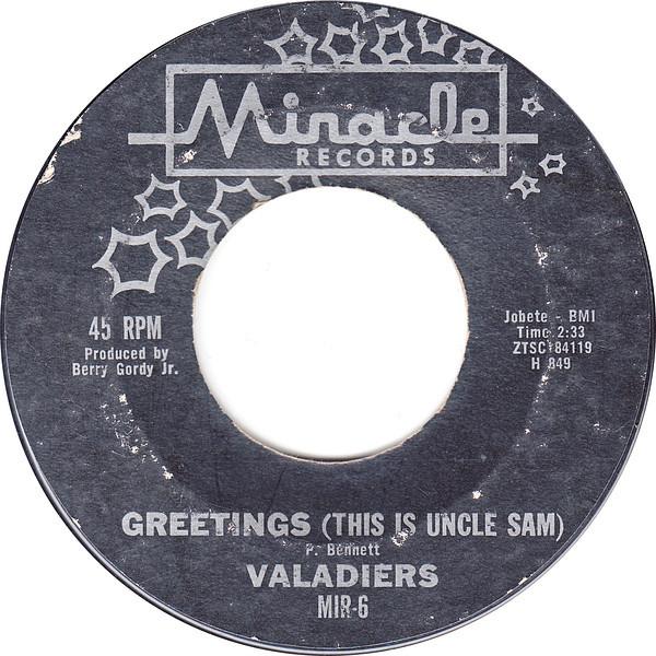 The Valadiers - Greetings (This Is Uncle Sam)