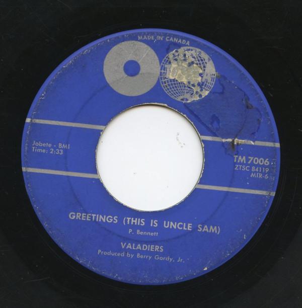 The Valadiers - Greetings (This Is Uncle Sam)